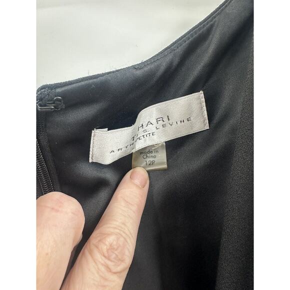 Tahari Arthur S Lavin Size 12p Black Velvet Wide Leg Jumpsuit Black Sparkle Slas - Picture 5 of 16